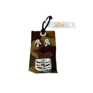 Matte Silver Tone & Faux Multicolor Gemstone Jewelry Set.